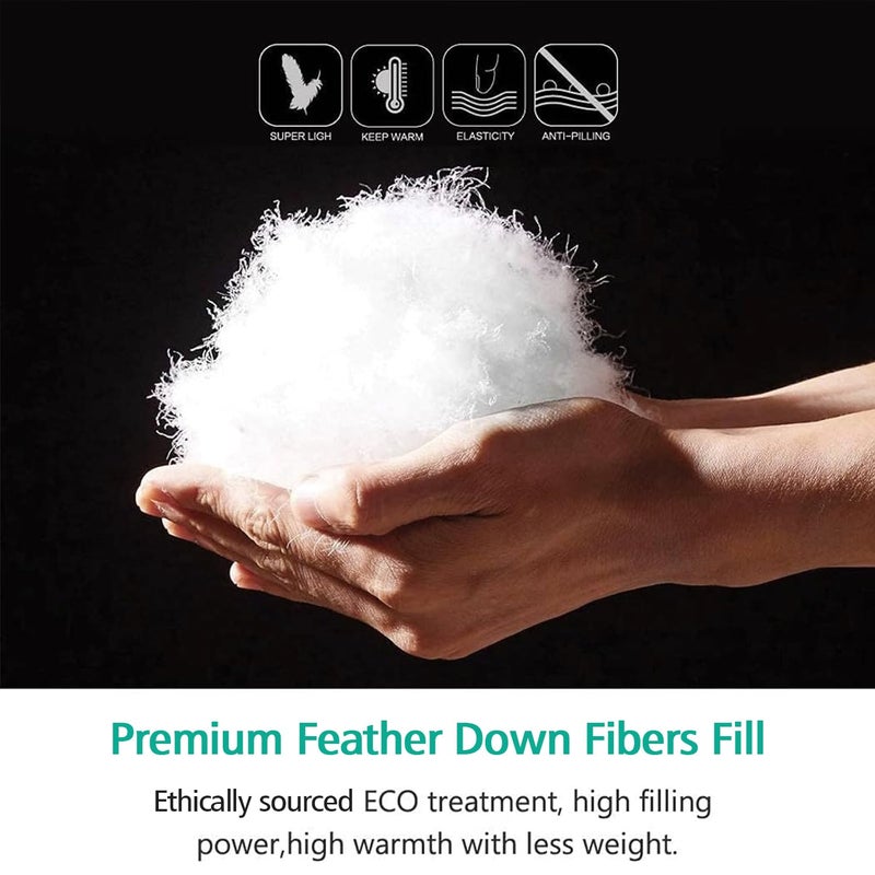 APSMILE Luxury Heavyweight Down Feather Fibers Comforter Full/Queen Size, Thick Duvet for Winter Climates/Cold Sleepers -Ultra Soft 100% Organic Cotton Cover, Fluffy Duvet Insert (Ivory White, 90x90) - Image 5